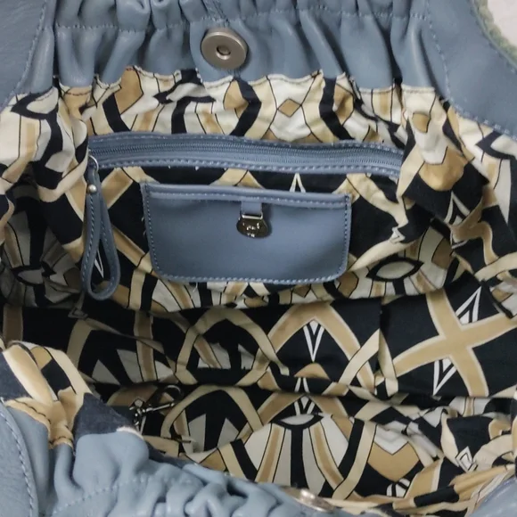 💥FINAL PRICE💥 Allison Scott Blue-Gray Pleated Leather Shoulder Bag - Picture 12 of 16